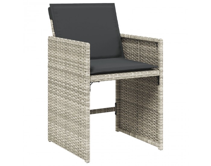 Sonata H 5 Часовна Градинска Трапезна Маса с Възглавници Светло Сив Поли Ратан