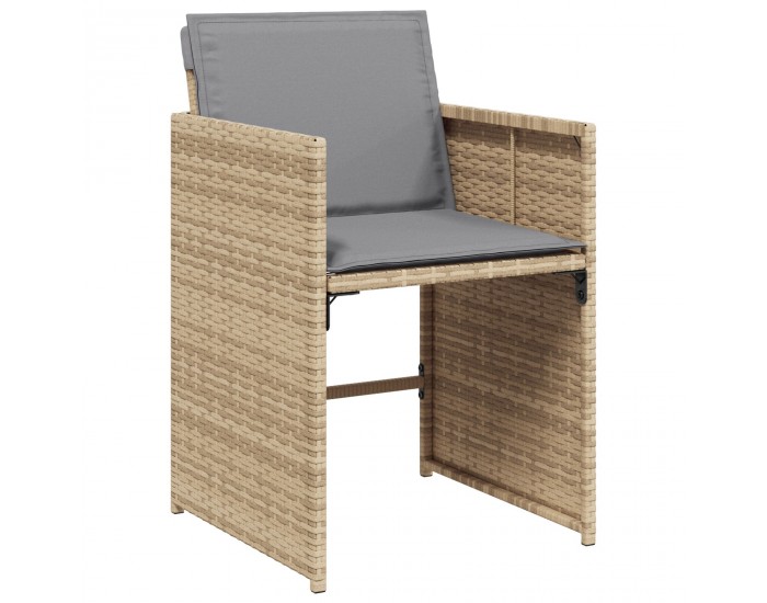 Sonata H 5 Часов градински трапезен комплект с възглавници среднобежов полиратан