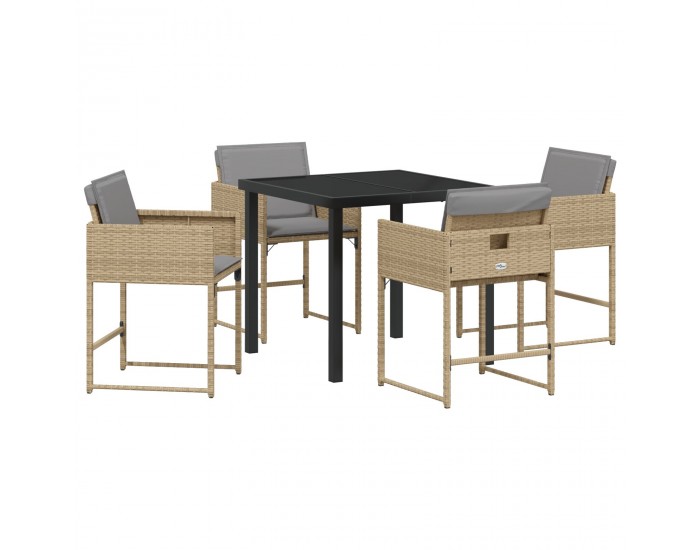 Sonata H 5 Частен комплект градинска трапезария с възглавници Бежов Полиратан