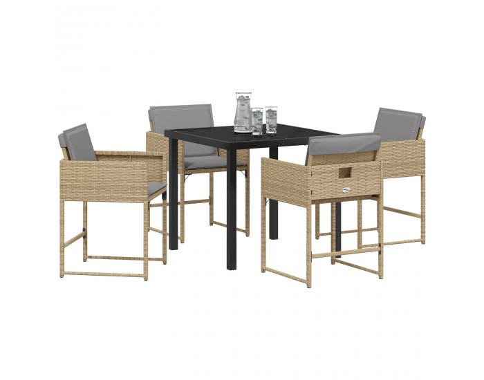 Sonata H 5 Частен комплект градинска трапезария с възглавници Бежов Полиратан