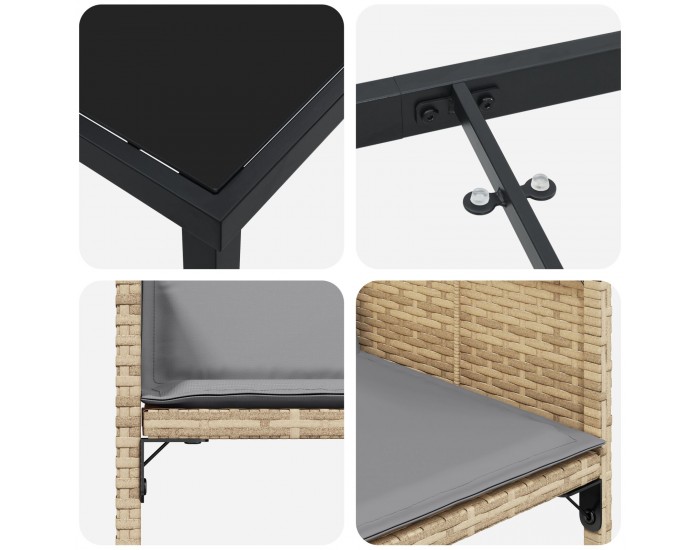 Sonata H 5 Частен комплект градинска трапезария с възглавници Бежов Полиратан