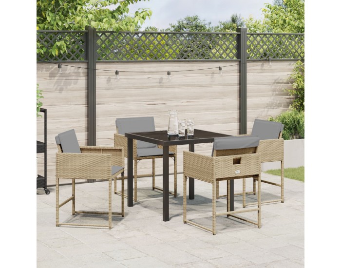 Sonata H 5 Частен комплект градинска трапезария с възглавници Бежов Полиратан