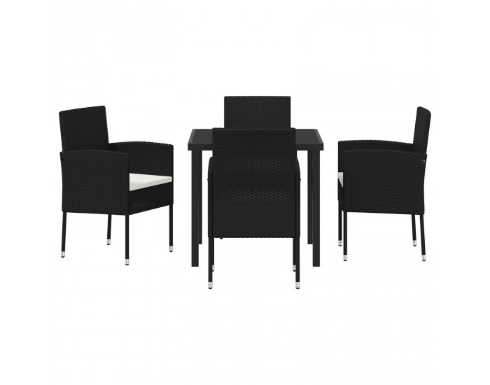 Sonata H 5 частен градински трапезен комплект с възглавници черен поли ратан