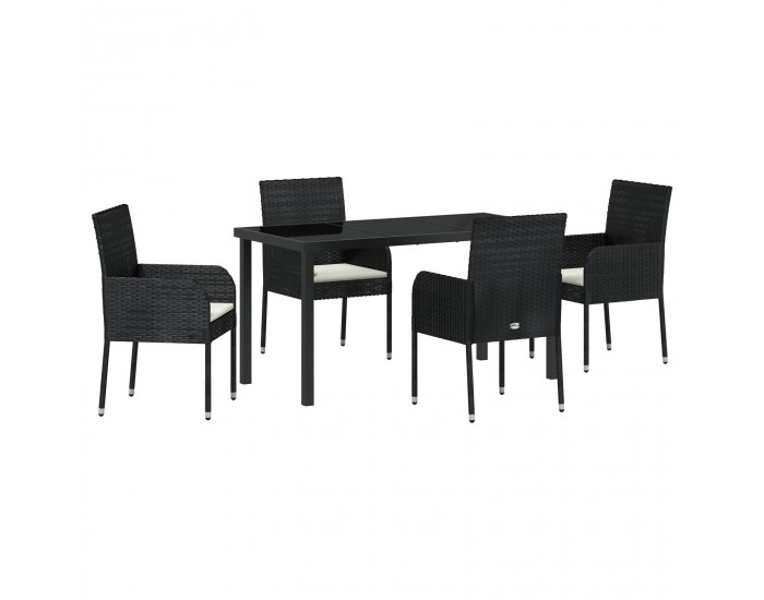 Sonata H 5-частов комплект за хранене в градината с възглавници Черен полиратан