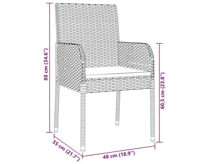 Sonata H 5-частов комплект за хранене в градината с възглавници Черен полиратан
