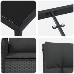 Sonata H 5 частен градински комплект трапезни столове Черен Полиратан - Sonata H