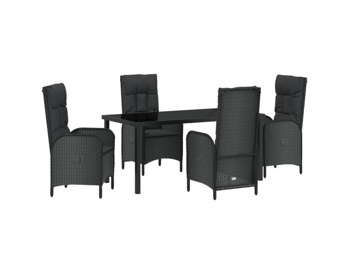 Sonata H 5 частен градински комплект трапезни столове Черен Полиратан