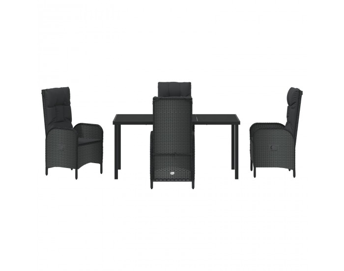 Sonata H 5 частен градински комплект трапезни столове Черен Полиратан