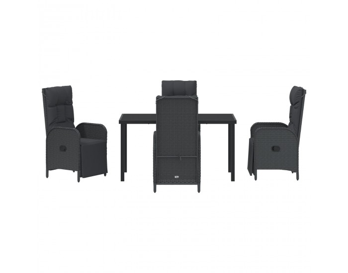 Sonata H 5 частен комплект за градинска трапеза с възглавници Черно Полиратан