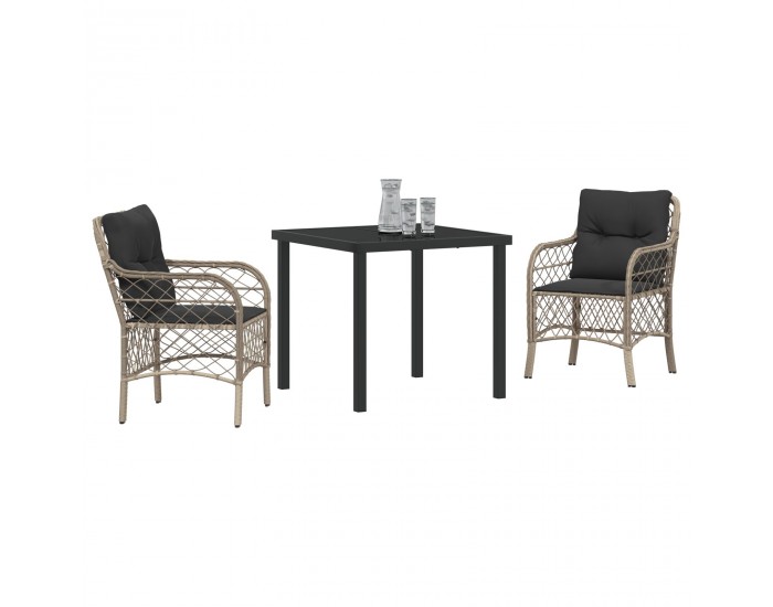 Sonata H 3 Часова Градинска Трапезария с Възглавници Светлосив Поли Ратан