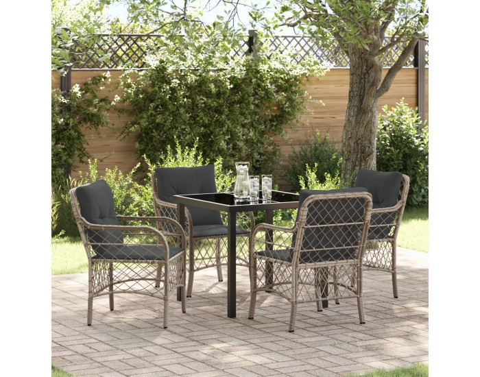 Sonata H 5 Часова Комплект Градинска Трапеза с Възглавници Светло Сив Полиратан