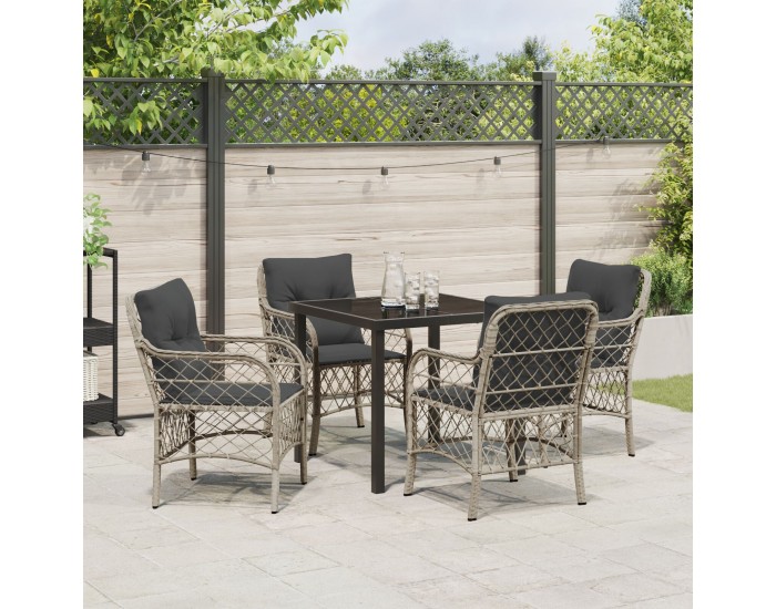 Sonata H 5 Часова Комплект Градинска Трапеза с Възглавници Светло Сив Полиратан