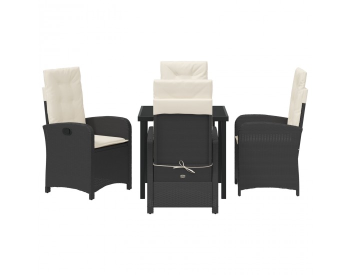 Sonata H 5 Частен градински комплект за хранене с възглавници Черен поли ратан