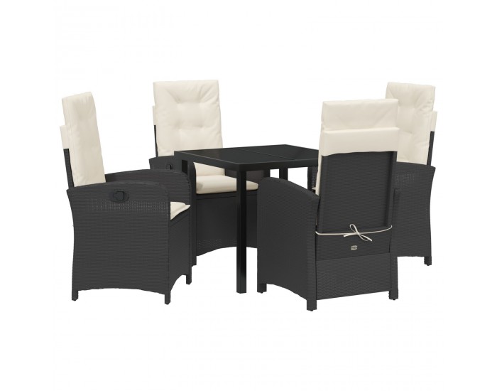 Sonata H 5 Частен градински комплект за хранене с възглавници Черен поли ратан