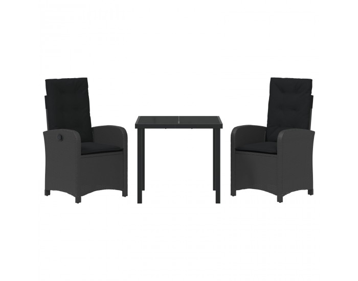 Sonata H 3-Членен Комплект За Обяд В Градината С Възглавници Черен Полимерен Ратан