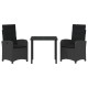 Sonata H 3-Членен Комплект За Обяд В Градината С Възглавници Черен Полимерен Ратан