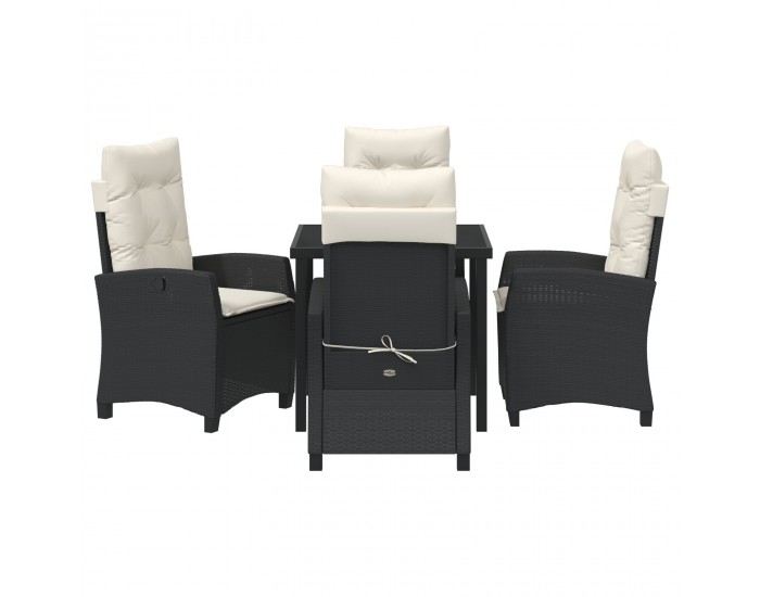 Sonata H 5 Часов Комплект Градинска Трапеза с Възглавници Черен Полирана ратан