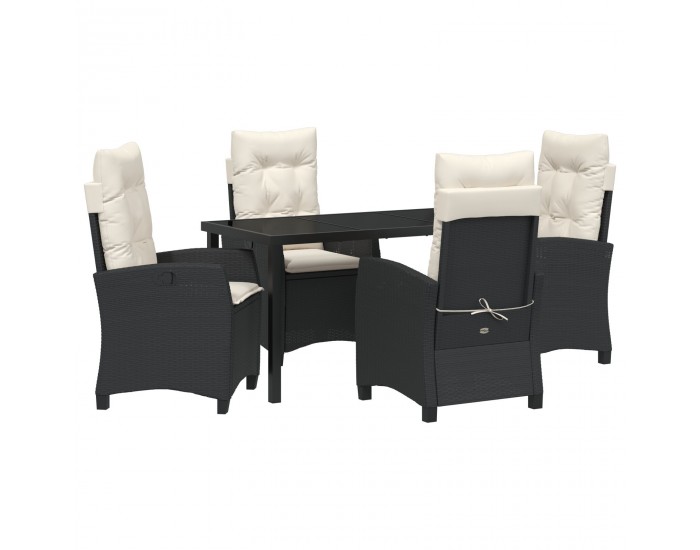 Sonata H 5 части градински комплект с възглавници Черен полиратан