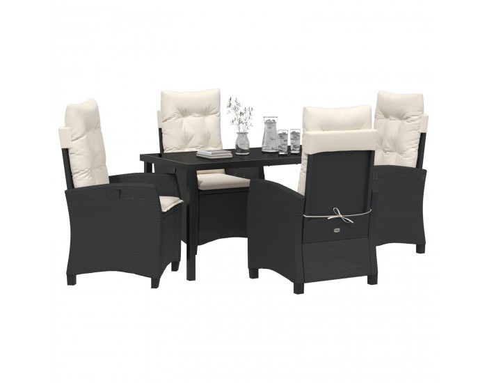 Sonata H 5 части градински комплект с възглавници Черен полиратан