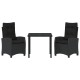 Sonata H 3-частен комплект за хранене в градината с възглавници черен поли ратан