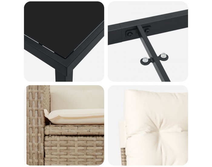 Sonata H 5 Частен комплект градинска мебел с възглавници, бежов полиратан