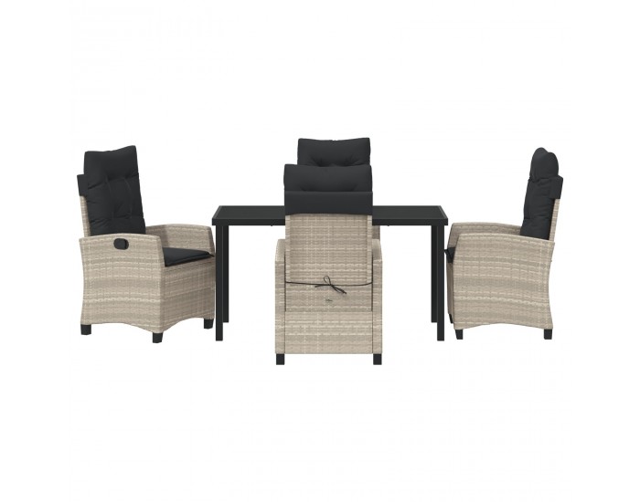 Sonata H 5-членен градински комплект за хранене с възглавници Светло сиво полирата