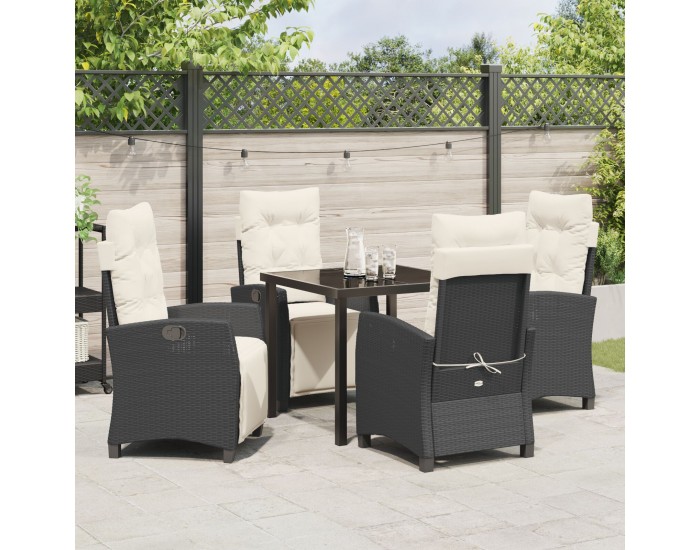 Sonata H 5 Частен Комплект Градинска Трапезария Черен Полиратан