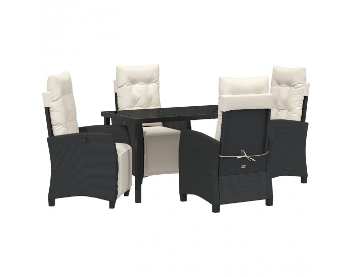 Sonata H 5 Часовен Градински Комплект от Черен Поли Ратан