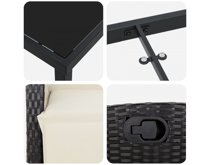 Sonata H 5 частен градински комплект за хранене черен поли ратан