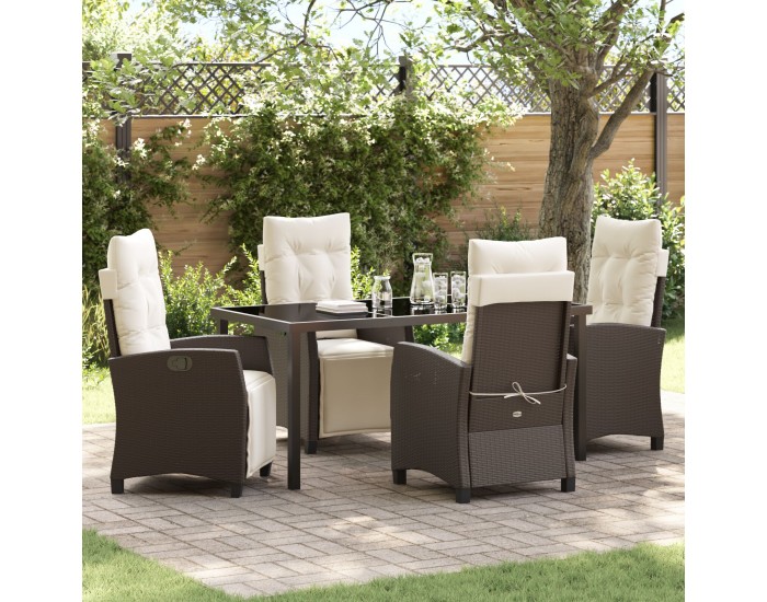 Sonata H 5 Часов градински сет Кафяв Полиратан