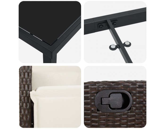 Sonata H 5 Часов градински сет Кафяв Полиратан