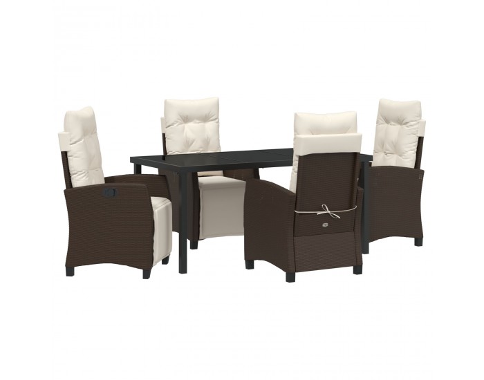 Sonata H 5 Часов градински сет Кафяв Полиратан