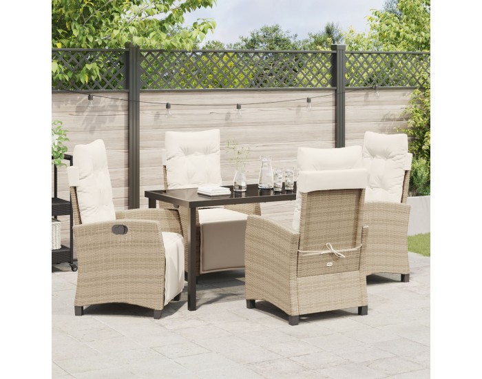 Sonata H 5 Часовен градински обеднен комплект Бежово полиратан