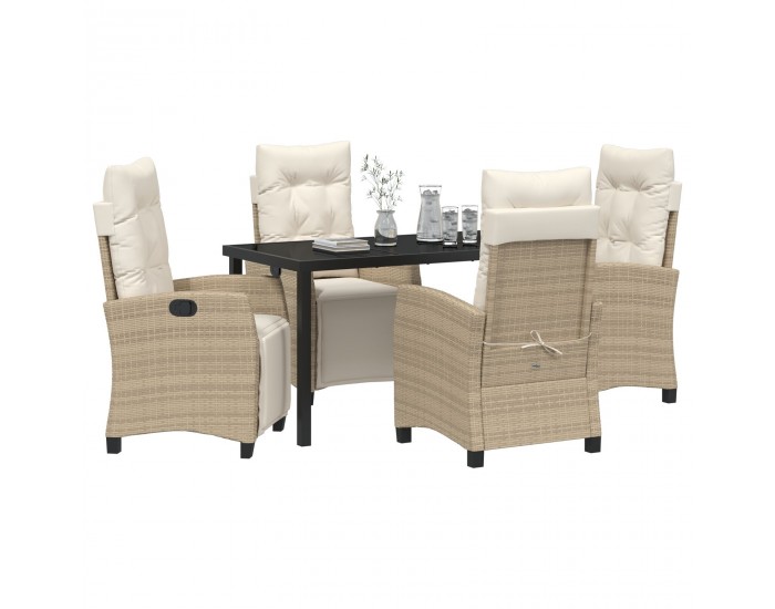 Sonata H 5 Часовен градински обеднен комплект Бежово полиратан