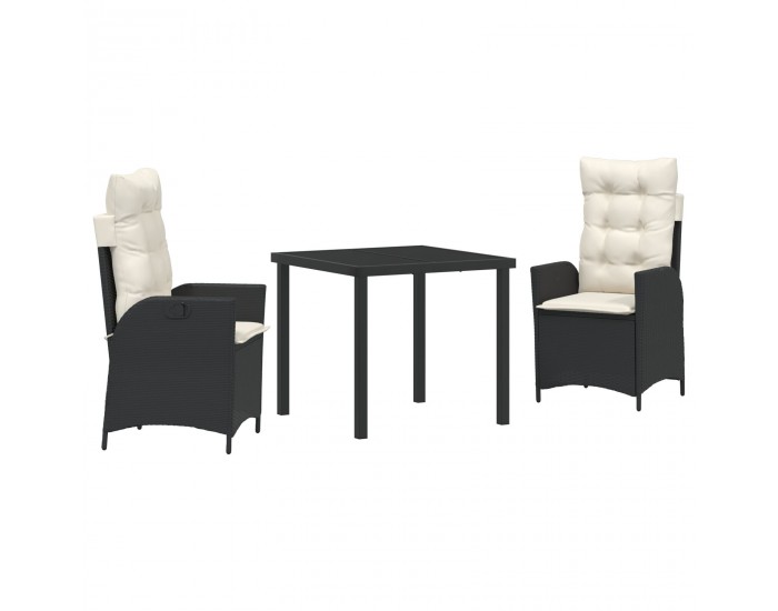 Sonata H 3 части градински комплект с възглавници черен поли ратан