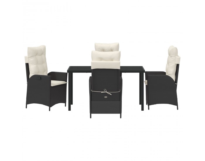 Sonata H 5 Часов комплект градински мебели с възглавници Черен Poly Rattan