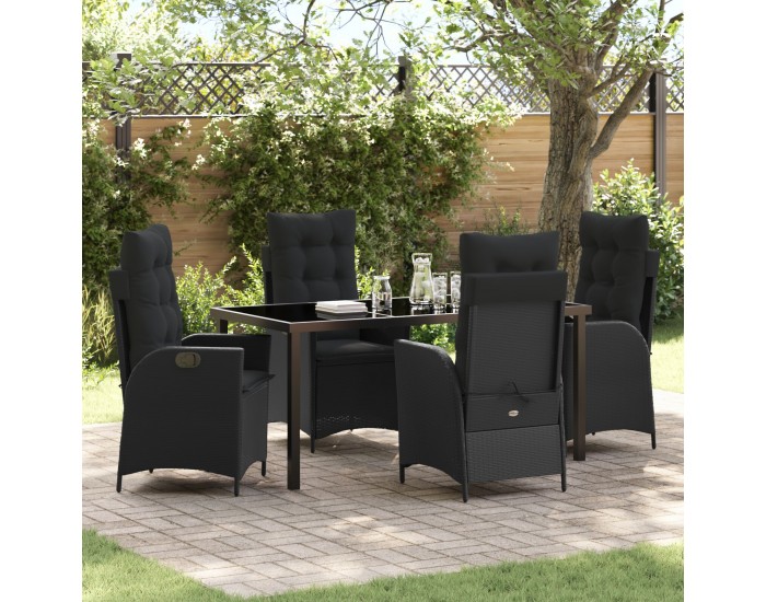 Sonata H 5 Часов набор за хранене градина с възглавници Черен полиратан