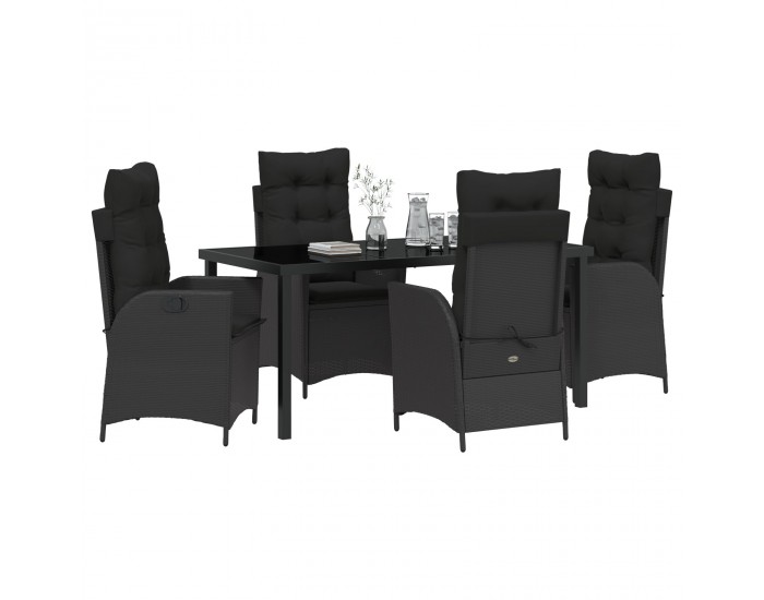 Sonata H 5 Часов набор за хранене градина с възглавници Черен полиратан