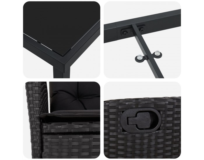 Sonata H 5 Часов набор за хранене градина с възглавници Черен полиратан