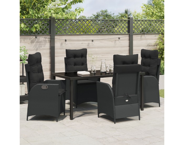 Sonata H 5 Часов набор за хранене градина с възглавници Черен полиратан