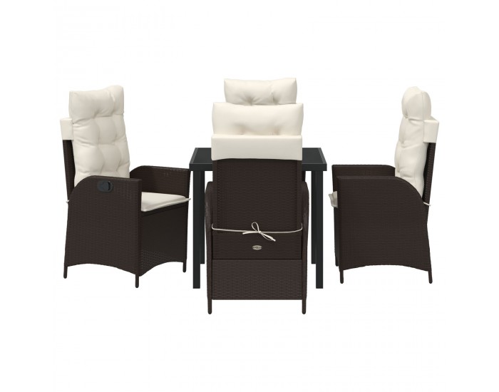 Sonata H 5 частен комплект градинска маса с възглавници кафяв поли ратан