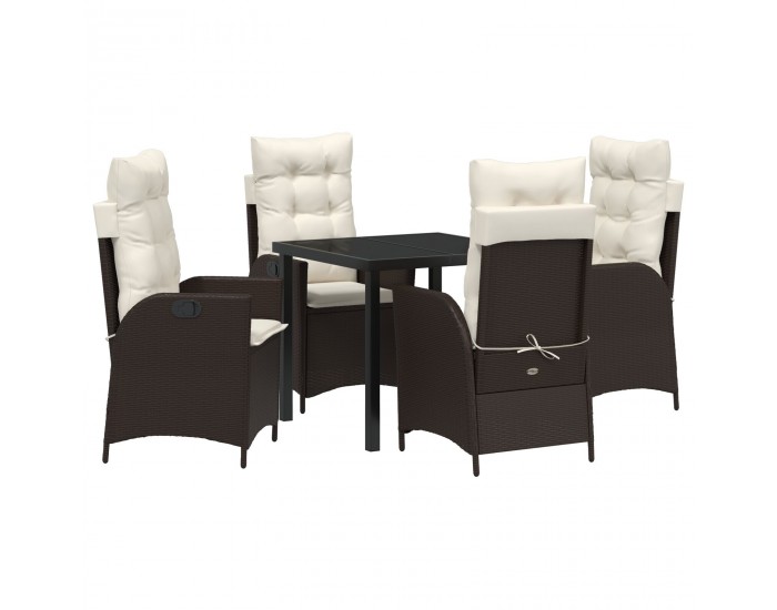 Sonata H 5 частен комплект градинска маса с възглавници кафяв поли ратан