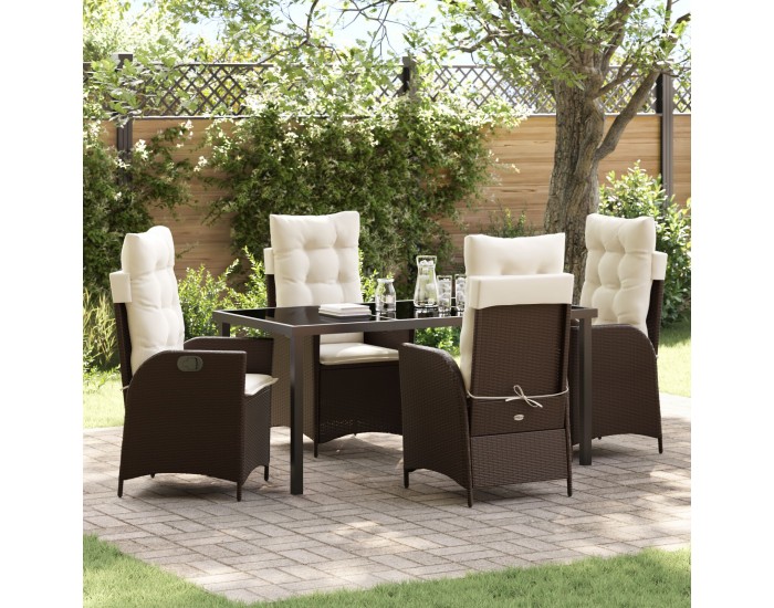 Sonata H 5 Частен градински комплект за хранене с възглавници Кафяв Полиратан