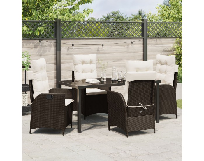 Sonata H 5 Частен градински комплект за хранене с възглавници Кафяв Полиратан