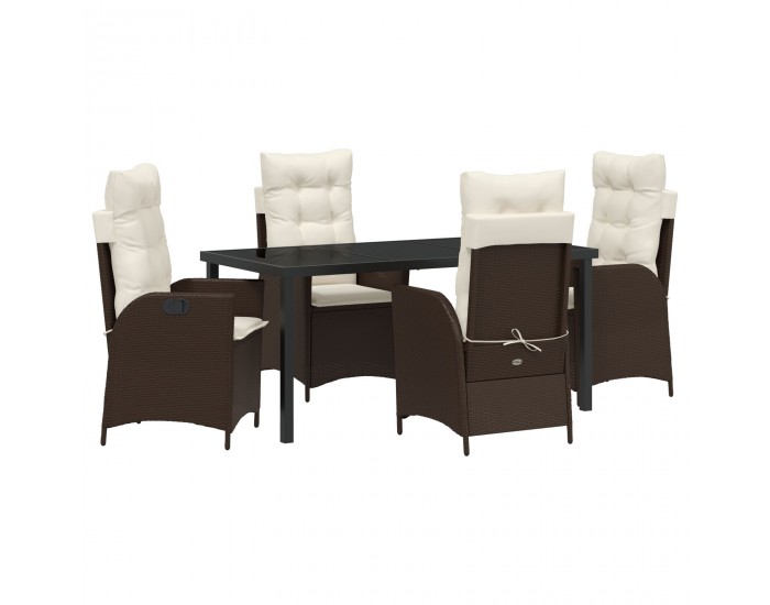 Sonata H 5 Частен градински комплект за хранене с възглавници Кафяв Полиратан