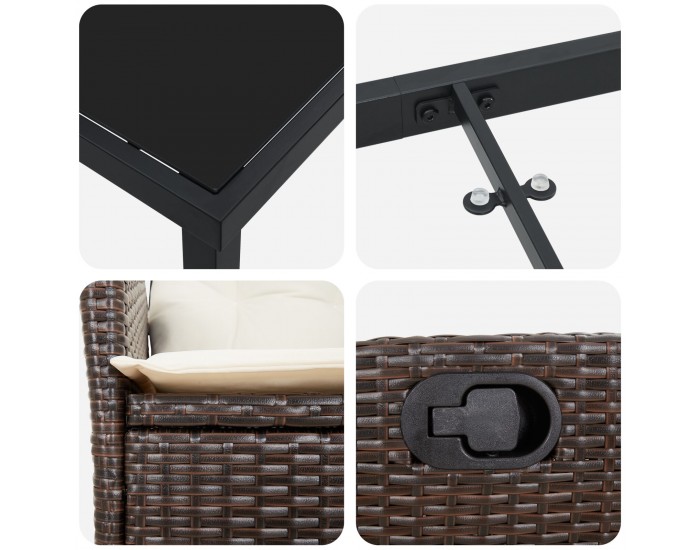 Sonata H 5 Частен градински комплект за хранене с възглавници Кафяв Полиратан