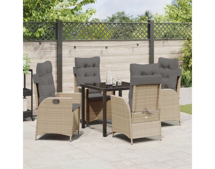 Sonata H 5 Часов Комплект Градински Столове с Възглавници Бежово Полирано