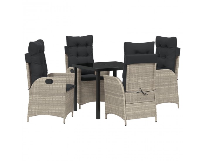 Sonata H 5 частен комплект за хранене с възглавници Светлосиви Пол ратан