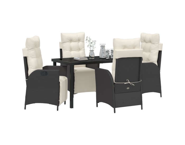 Sonata H 5 Часов градински комплект черен поли ратан