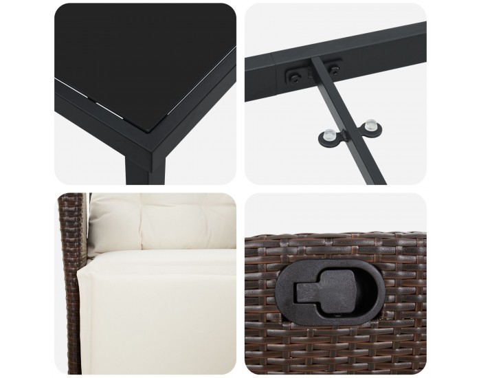 Sonata H 5 Членен комплект за градинска трапезария Кафяв Поле Ратан